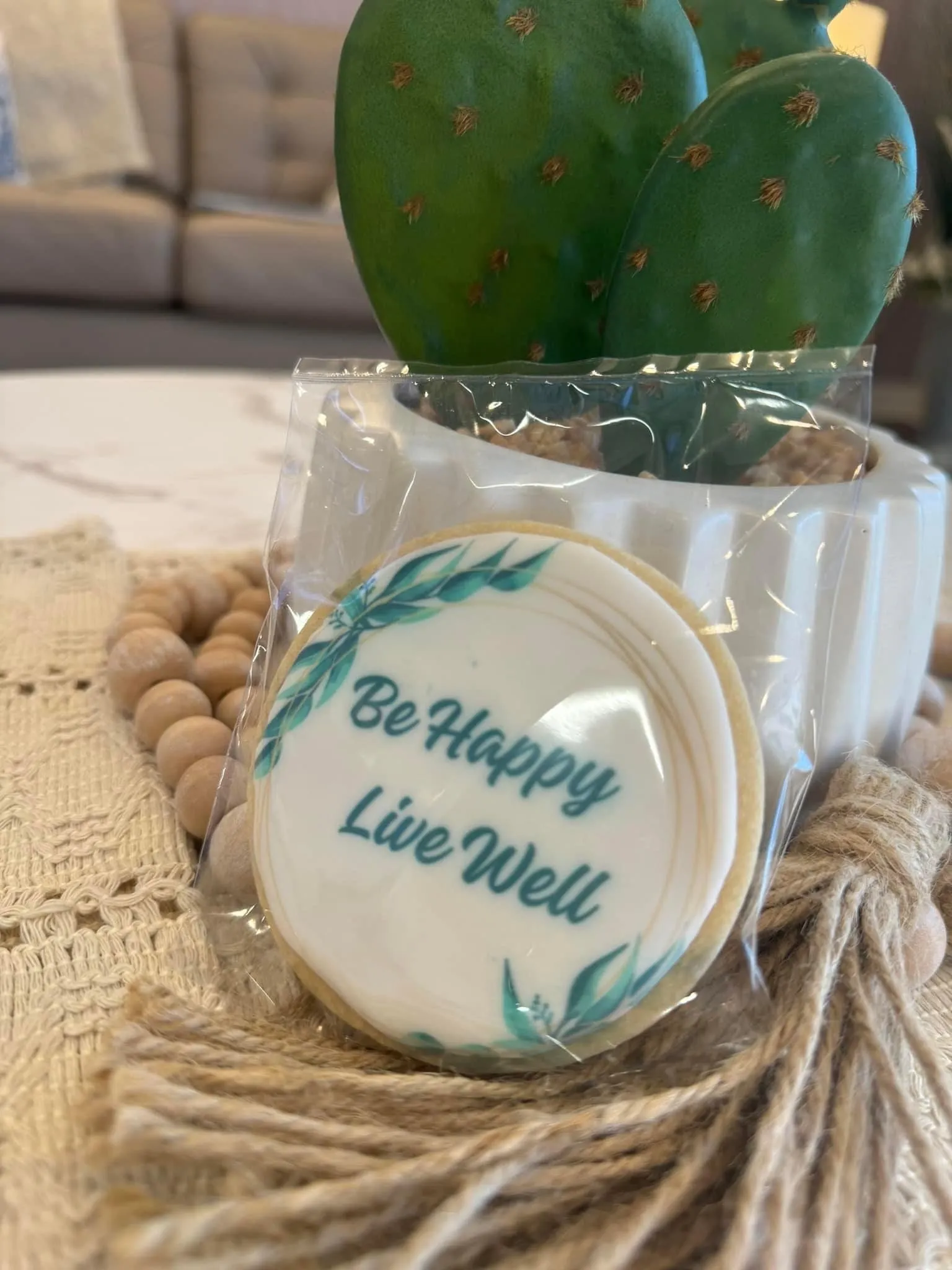 A custom hand-painted message cookie